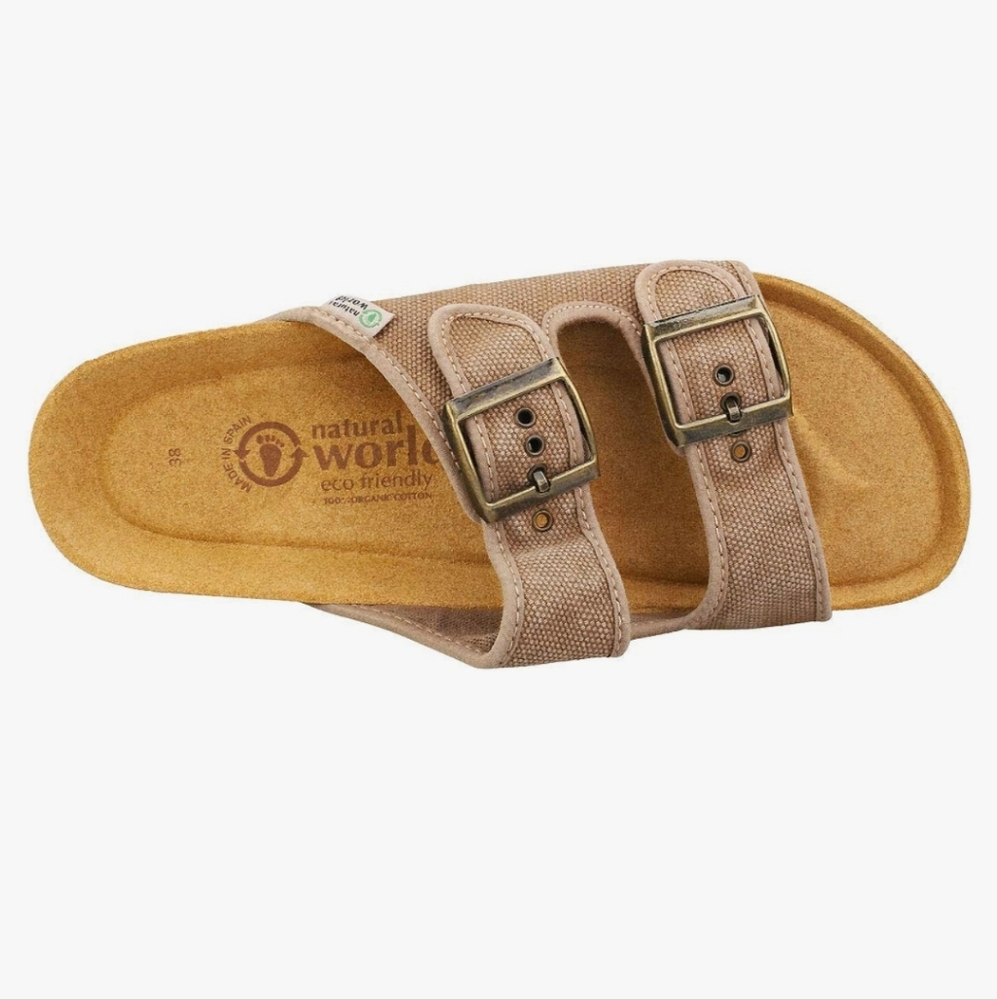 Natural World Men's Classic Flat Sandal Beige Size 41